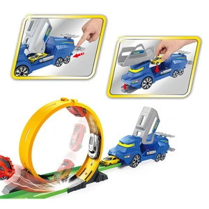 Creative sliding mechanical rail track racing car ejection toy