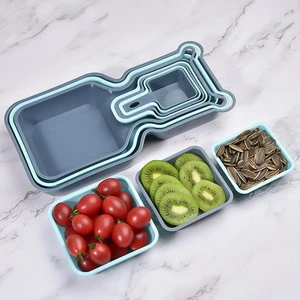 Creative Snack Lazy Fruit Plate PP Plastic Salad Dried Fruit And Vegetable Tableware Multi-Layer Service Stackable Snack Tray