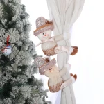 Cross-Border Christmas Hug Doll Ornaments Pine Needle Hat Snowman Santa Claus Doll for Festive Window Decor