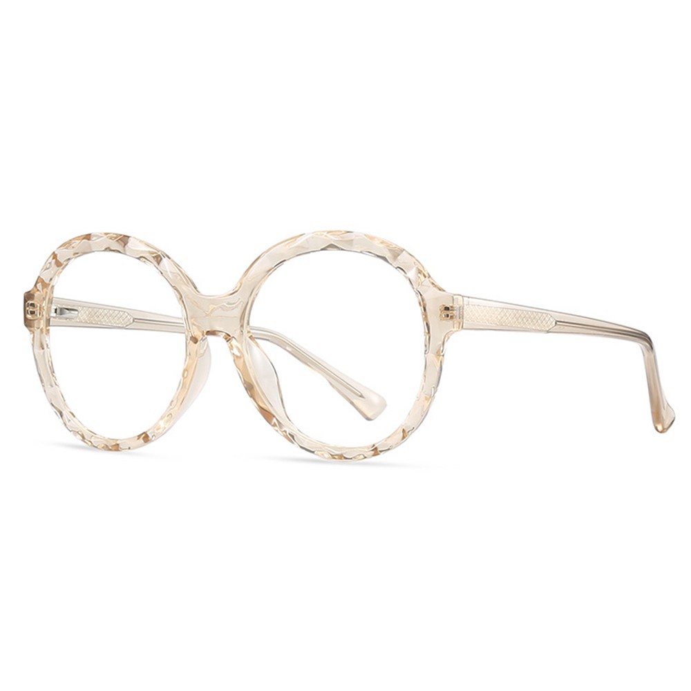 Cross border new women&#x27;s TR90 eyeglass frame crystal edge round flat lens spring leg anti blue light glasses