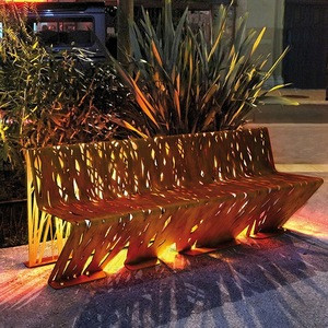 Buy Crossed Contemporary Laser-cut Steel Bench Corten Steel Rusted ...