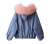 Import Custom 100% Cotton Denim Shell Girls Real Rabbit Fur Coat with Detachable Fox Fur Hood from China