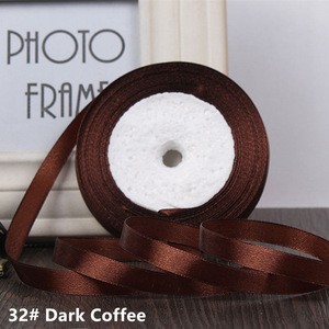 Custom 100% Polyester Single Face Brown Satin Ribbons Silk Ribbon for Gift Wrap