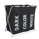 Custom acceptable large laundry bag foldable laundry basket 3 compartments