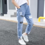 Custom Children Girl Casual Fashion Letter Denim Trousers Pantalones Kids girls jeans pants