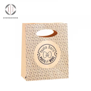 Custom design brown kraft punch hole carry paper bag with your own logo