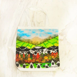 Custom design digital printed cotton canvas shopping tote bag