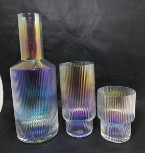 custom hand blown 1000 ML clear colored glass water carafe set