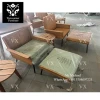 Custom high quality teak outdoor patio furniture Italian designer teak lounge chair with ottoman solid wood frame garden chairs