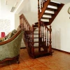 Custom Indoor stairs curved solid red oak wood stair railing
