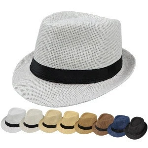 Custom logo ribbon fashion adult children belt cowboy panama paper straw hat for summer