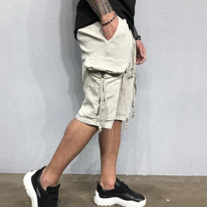 Custom Logo Sportswear Solid Color Knee-length Pants Zip Pocket Elastic Cargo Shorts Multi-pocket Mens Casual Shorts