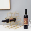 Custom made Wine metal black brushed geometric design 6-bottle free-standing wine rack suitable for home hotel restaurants