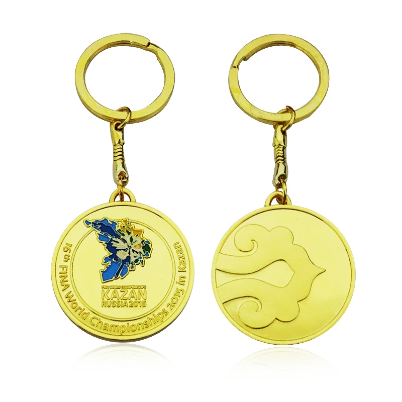 Custom metal gold keychain,Gold metal keychain custom,Double side round metal keychain