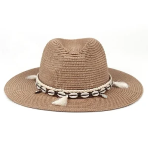 Custom New Spring Straw Summer Beach Hat Straw Women Chain Detail Straw Hat