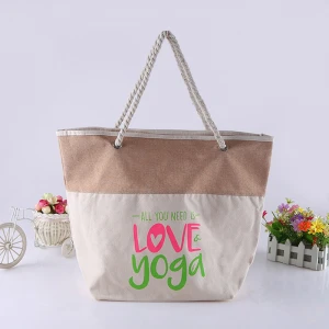 Custom Printed Burlap Handbag Eco Reusable Jute Tote Shopping  Bag