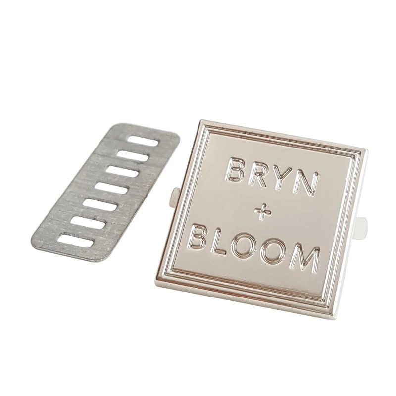 Custom private label hardware accessories rectangle shape metal logo plates tag for handbags