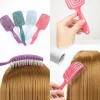 custom Styling plastic Massage Wet And Dry curly Anti-Static plastic handle curve vent naturals  detangling hair brush