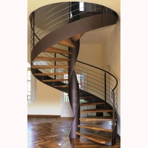 Custom Wire Metal Railing Design Stair Treads Wood Spiral Stair