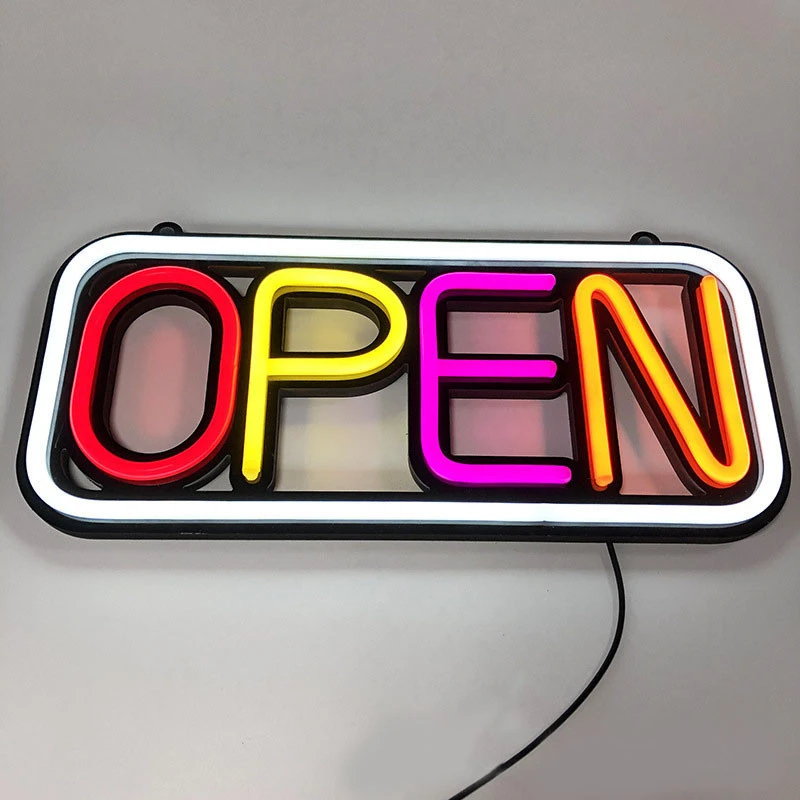 Customized acrylic luminous cashier  led open neon  letter high quality signs