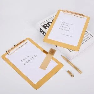 Customized Factory Wholesale Ins European Stainless Steel Gold Color Metal Blank Document Clipboard Holder File Holder