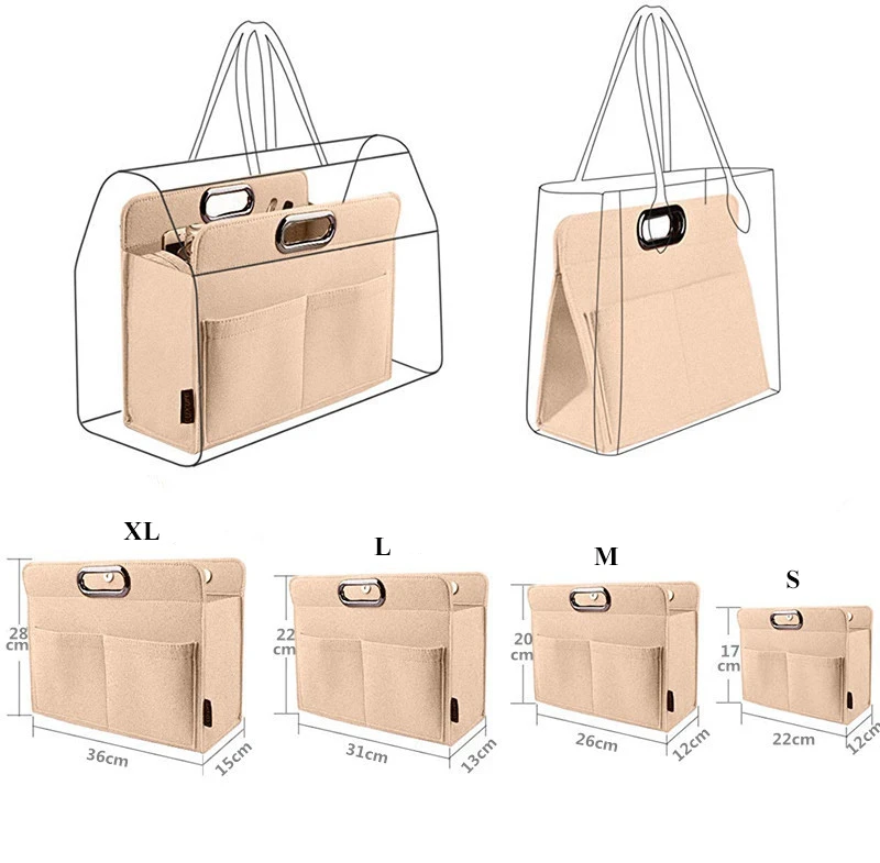 Customized Felt Bag Organizer Insert Handbag Organizer Bag in Bag Organizer with Handles
