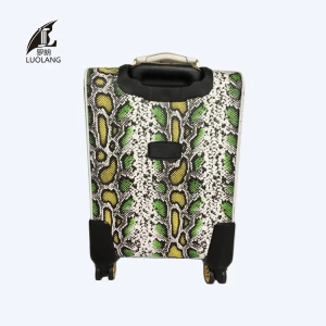 customized print light weight PU leather luggage soft case business trolley luggage
