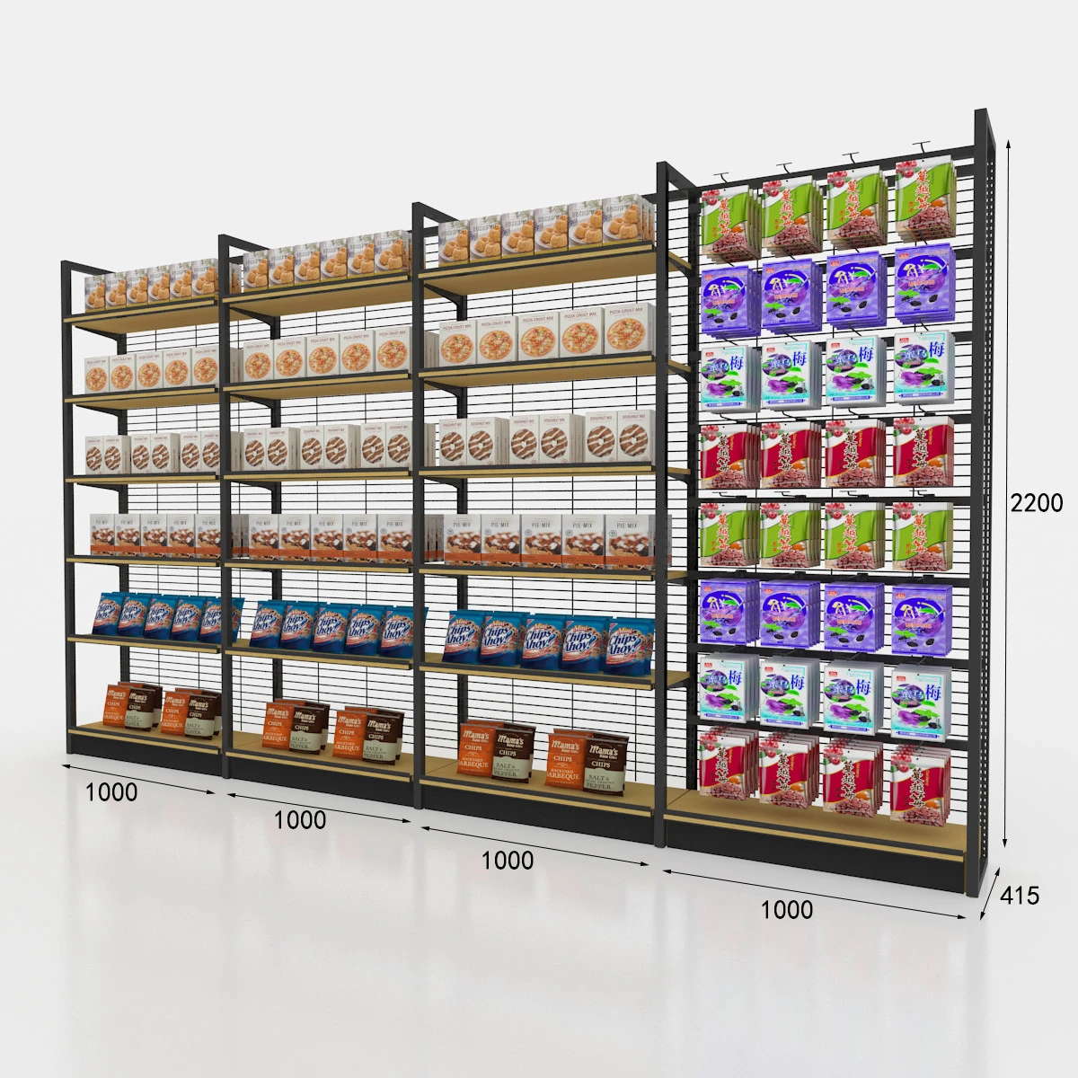 Customized retail grocery supermarket racks equipment wooden display shelves