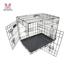 Customized Size Black Wire Double Door Folding Pet Cage Dog Kennel Foldable Dog Collapsible Crate Wholesale
