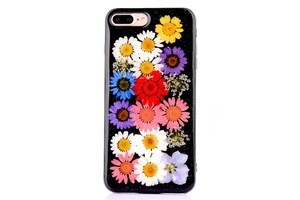 Cute Clear Real Pressed Dry Flowers Cover Case for iPhone X