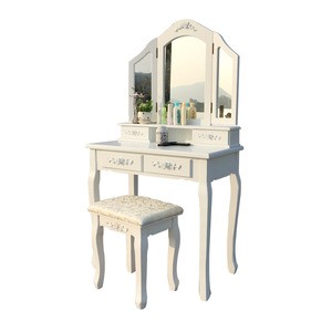 D1704 Eco-friendly MDF bedroom set home decoration modern european wardrobe dressing table designs mirrored dresser