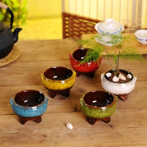 Desk plant Ceramic flowerpot New design desktop decor flower pot small bonsai ceramic pots