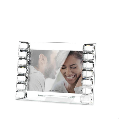 DIAMOND ELEGANT HORIZONTAL PICTURE FRAME HAND MADE IN CLEAR CRYSTAL AND GLASS