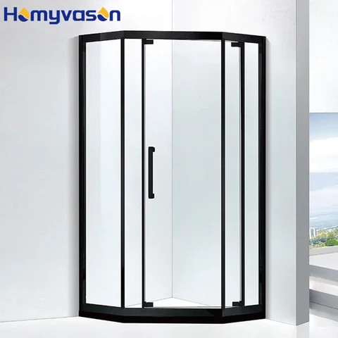 Diamond Pivot Shower Room Single Sliding Door Partition Folding Push-Pull Glass Side Moving Bath Room