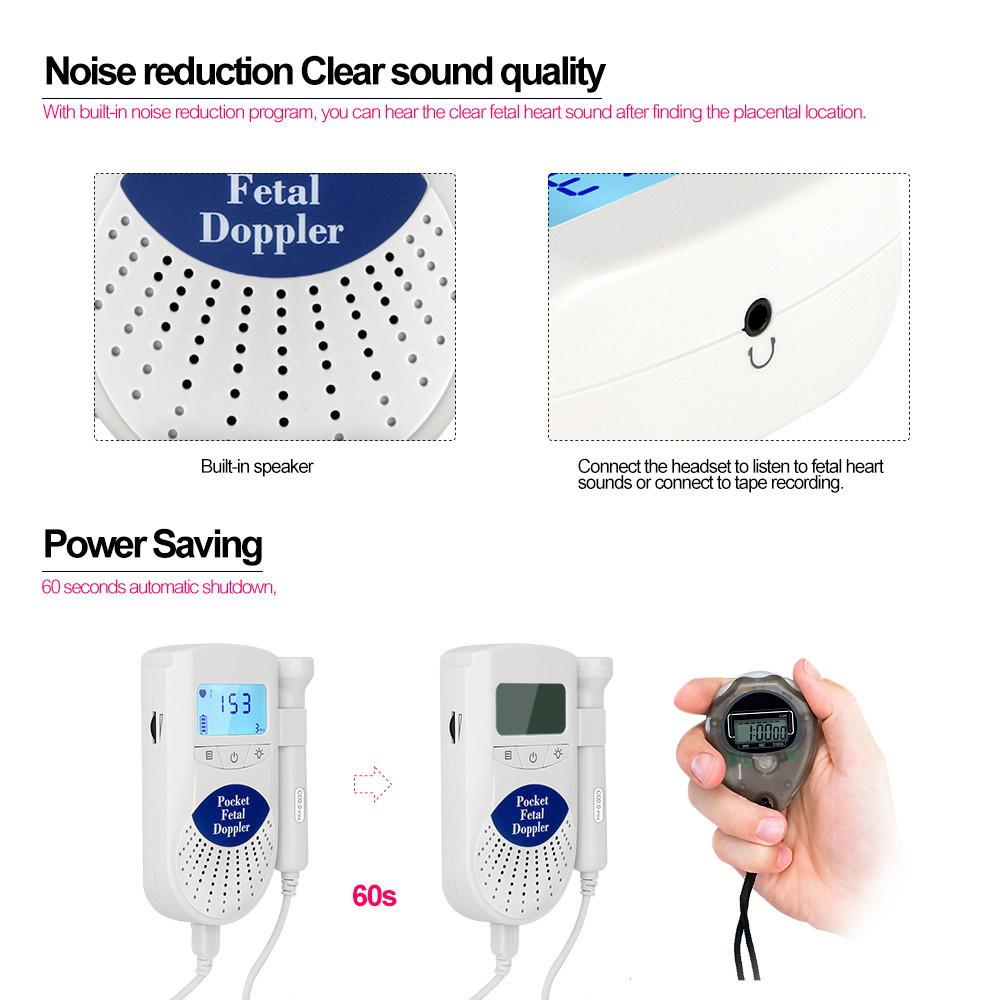 Buy Digital Fetal Doppler Ultrasound Sound Baby Heartbeat Detector ...