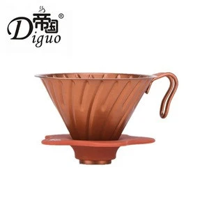 Diguo Colorful Yellow Stainless Steel Tea Coffee Filter Dripper Holder Filter Cup 1-4 Cups For Coffee Tea