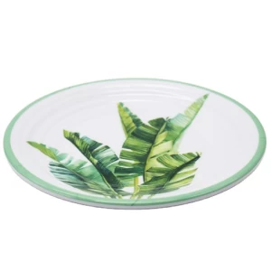 dinnerware manufacturer wholesale Banana leaf design round melamine plastic charger plate