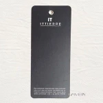 Direct sales paper cardboard UV hang tag with metal eyelets for kid's clothing