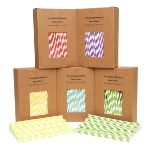 disposable biodegradable paper drinking straws boxed packing