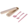 Disposable custom 3 in 1 wheat straw Cutlery Set Flatware for  Travel camping