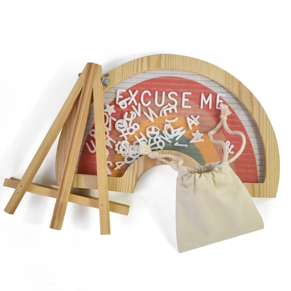 Double Sided Version Available Rustic DIY wood frame with stand Memo Notice Felt Letter Board