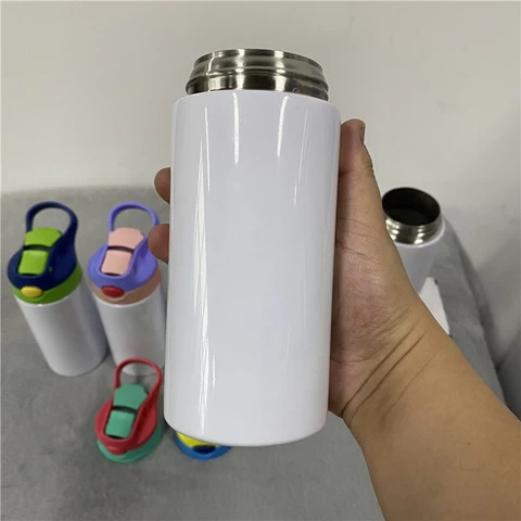Double wall stainless steel 350ml 12oz Kids childrens white blanks vacuum tumbler for sublimation with straw and lids