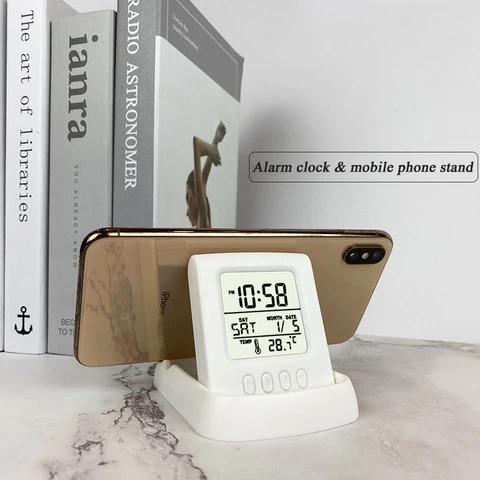 Dropshipping High Quality Small Table Modern Digital Mirror Alarm Clock Digital Alarm Clock LCD Alarm Clock Bell