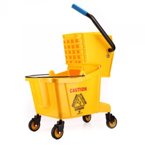 Durable street cleaning cart plastic spin mop wringer bucket with wheels