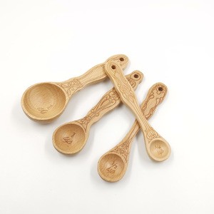 Eco-friendly Natural  custom different size measuring wooden spoon