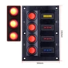 Electrical rocker switch panel with circuit breaker for marine boat truck 12V 4 GANG waterproof