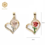 Elfic 18k heart Rose jewelry pendant charm alloy fashion womens gift Necklace