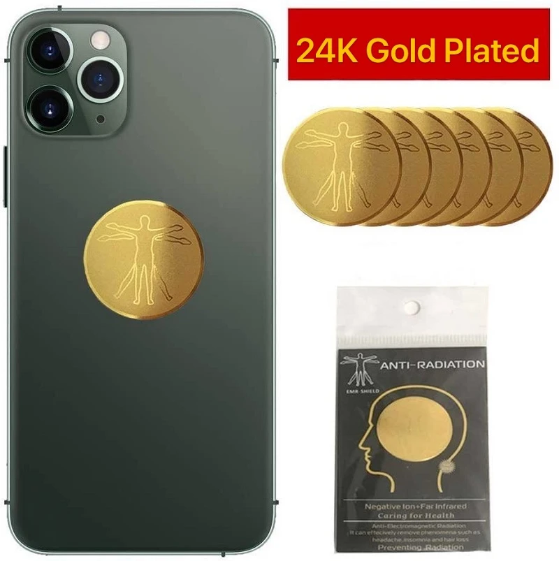 EMF Protection 24K Gold Plated Radiation Blocker for Cell Phone Anti Radiation Protector Sticker Universal for All Electronics