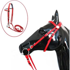 Equestrian Horse Riding Equipment Bridles Horse Red PVC Racing Bridle And Reins