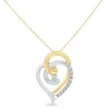 Espira 10K Two-Tone Gold 1/10ct TDW Round Cut Diamond Love is All Around Pendant Necklace (I-J, I2-I3)